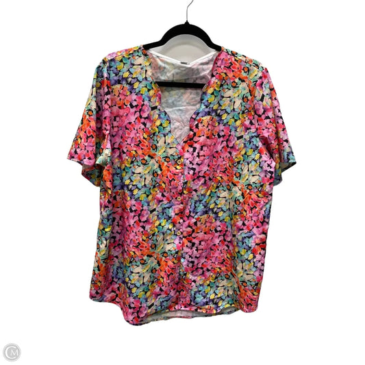 Blouse Short Sleeve By Clothes Mentor In Floral Print, Size: 2x
