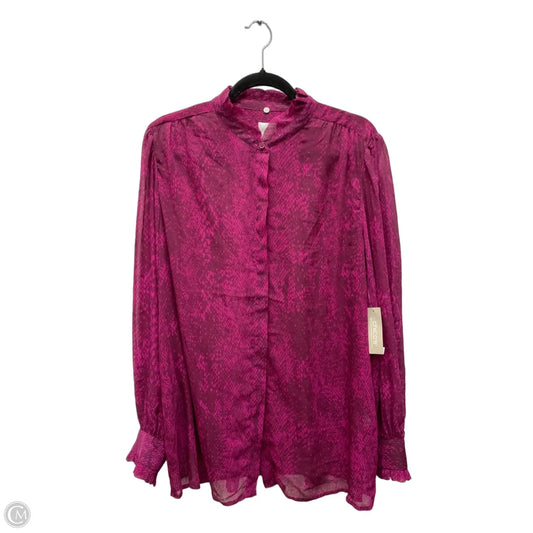 Blouse Long Sleeve By Chicos In Snakeskin Print, Size: Xl