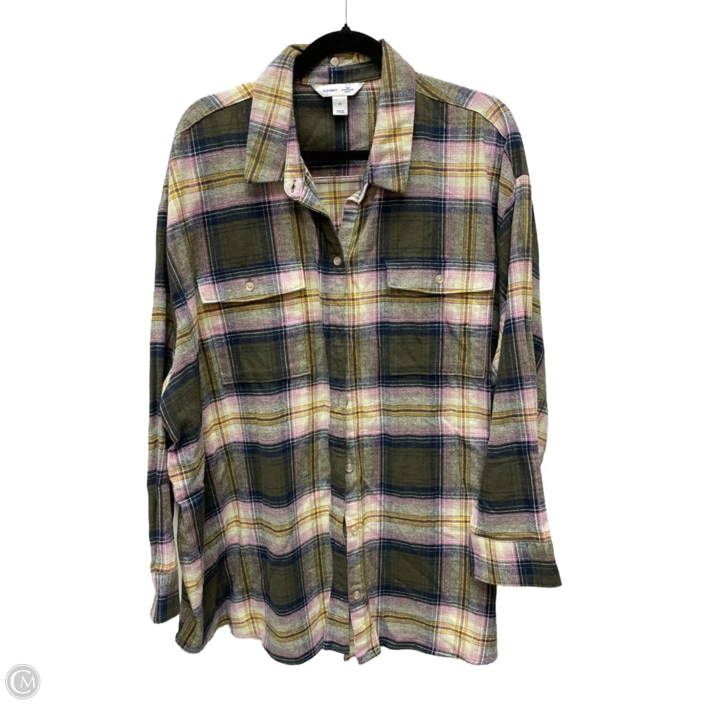 Top Long Sleeve By Old Navy In Plaid Pattern, Size: 3x