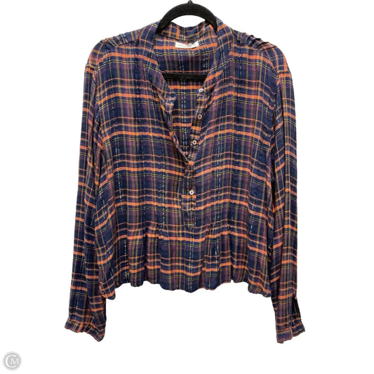 Top Long Sleeve By Natural Life In Plaid Pattern, Size: M