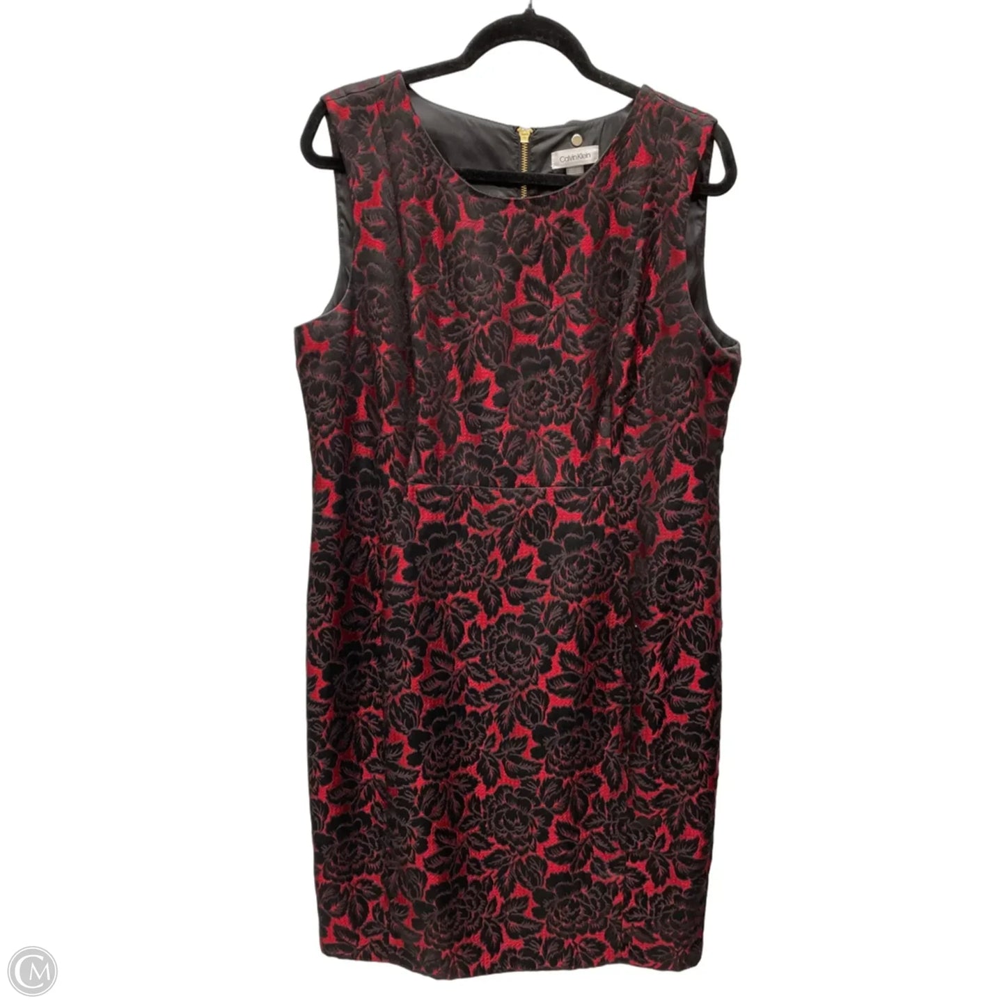 Dress Work By Calvin Klein In Black & Red, Size: Xl