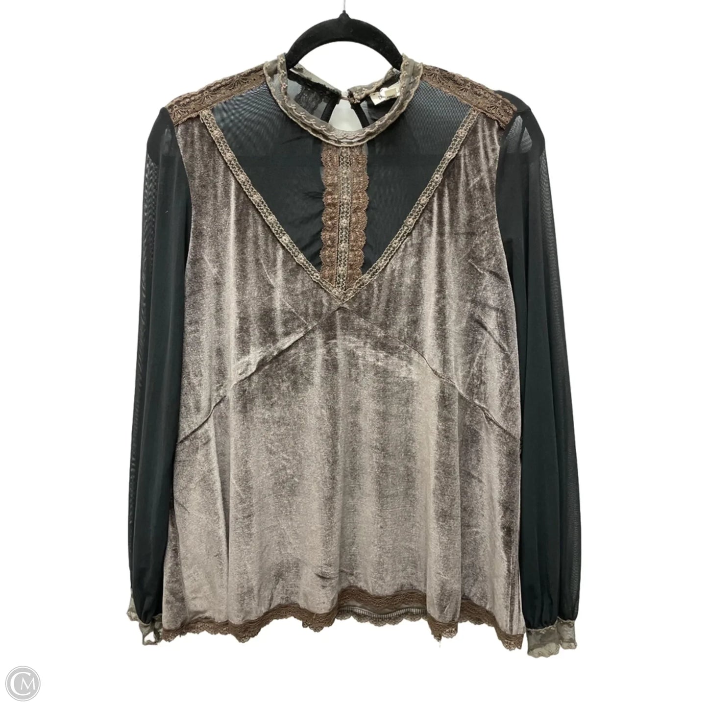 Blouse Long Sleeve By Pol In Black & Brown, Size: M