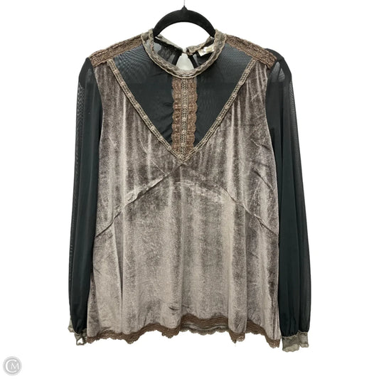 Blouse Long Sleeve By Pol In Black & Brown, Size: M
