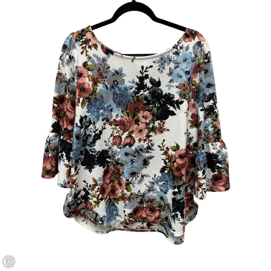 Blouse 3/4 Sleeve By Green Envelope In Floral Print, Size: 1x