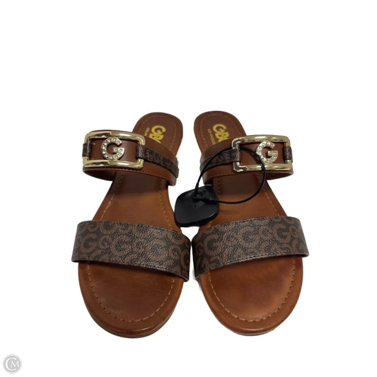 Sandals Flats By Guess In Brown, Size: 7.5
