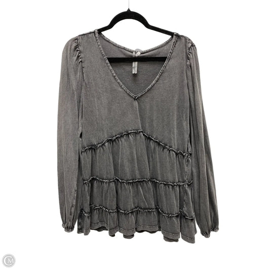 Top Long Sleeve By Anthropologie In Grey, Size: S