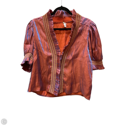 Blouse Short Sleeve By Glam In Blue & Orange, Size: M