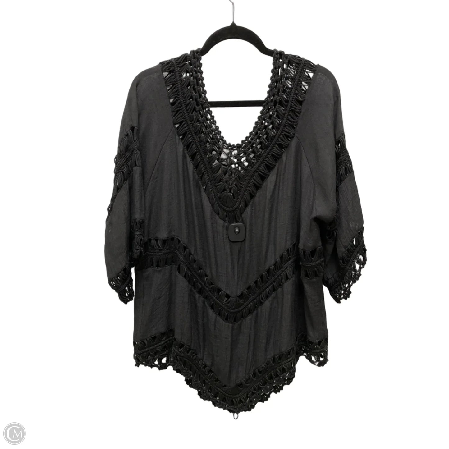 Top 3/4 Sleeve By Clothes Mentor In Black, Size: 2x