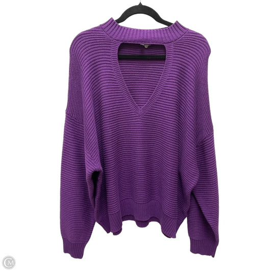 Sweater By Eloquii In Purple, Size: 1x