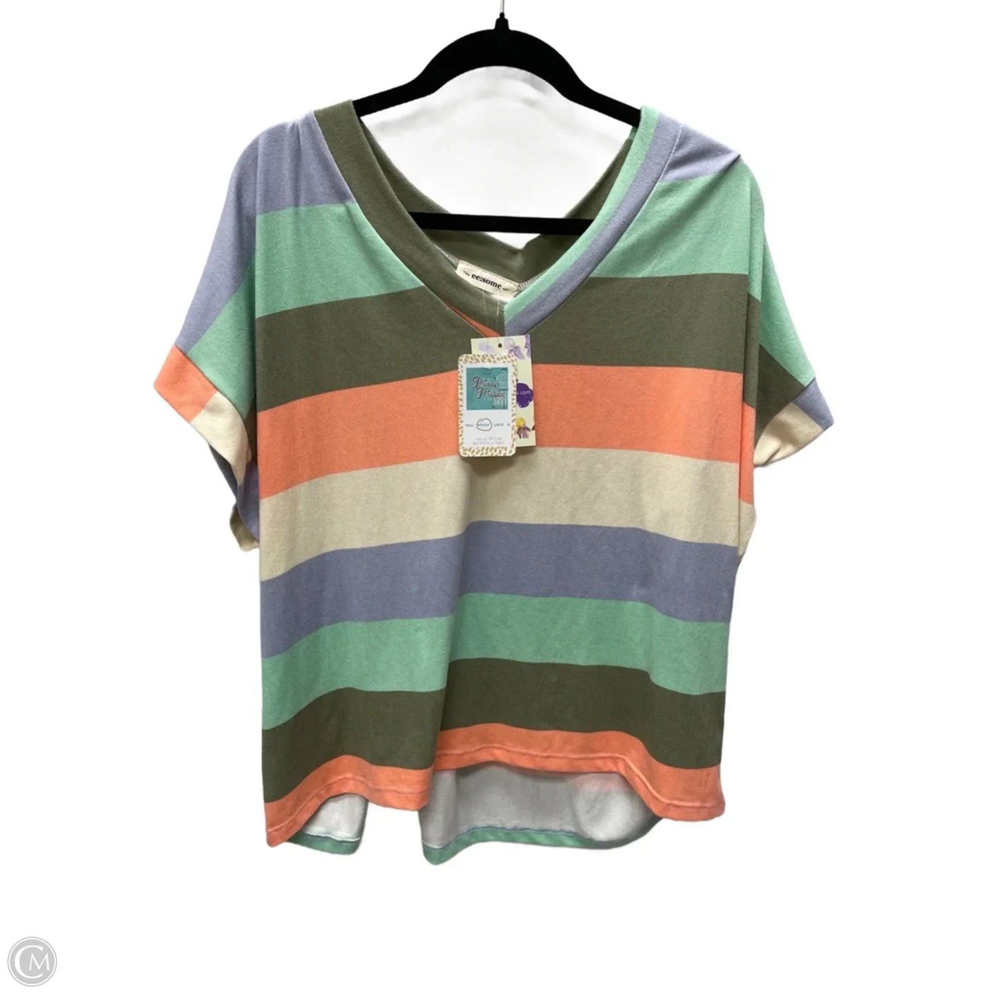 Top Short Sleeve By Ee Some In Striped Pattern, Size: M