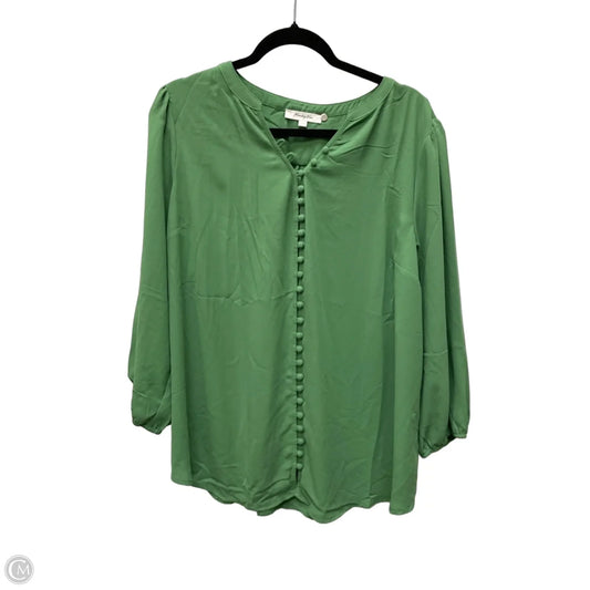 Blouse 3/4 Sleeve By Monday Fun In Green, Size: 1x