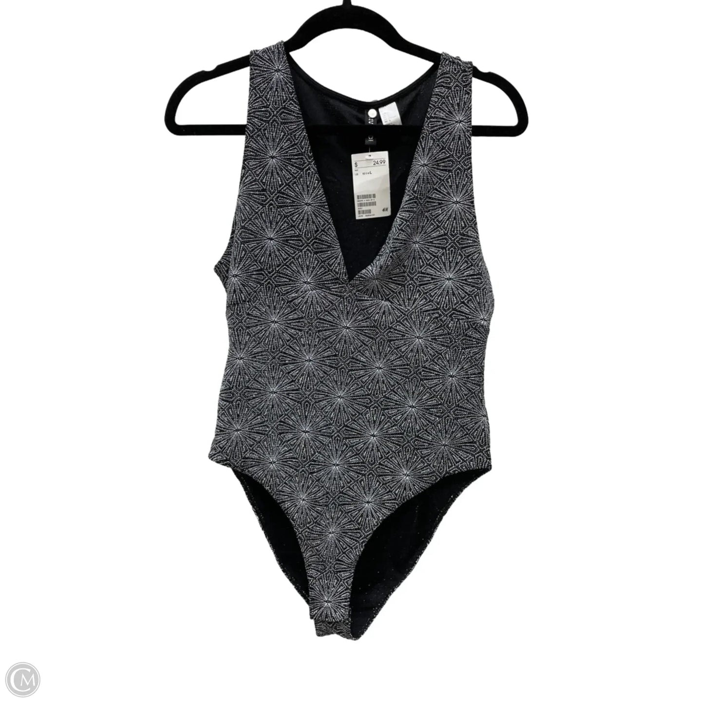 Bodysuit By Divided In Black & Silver, Size: L