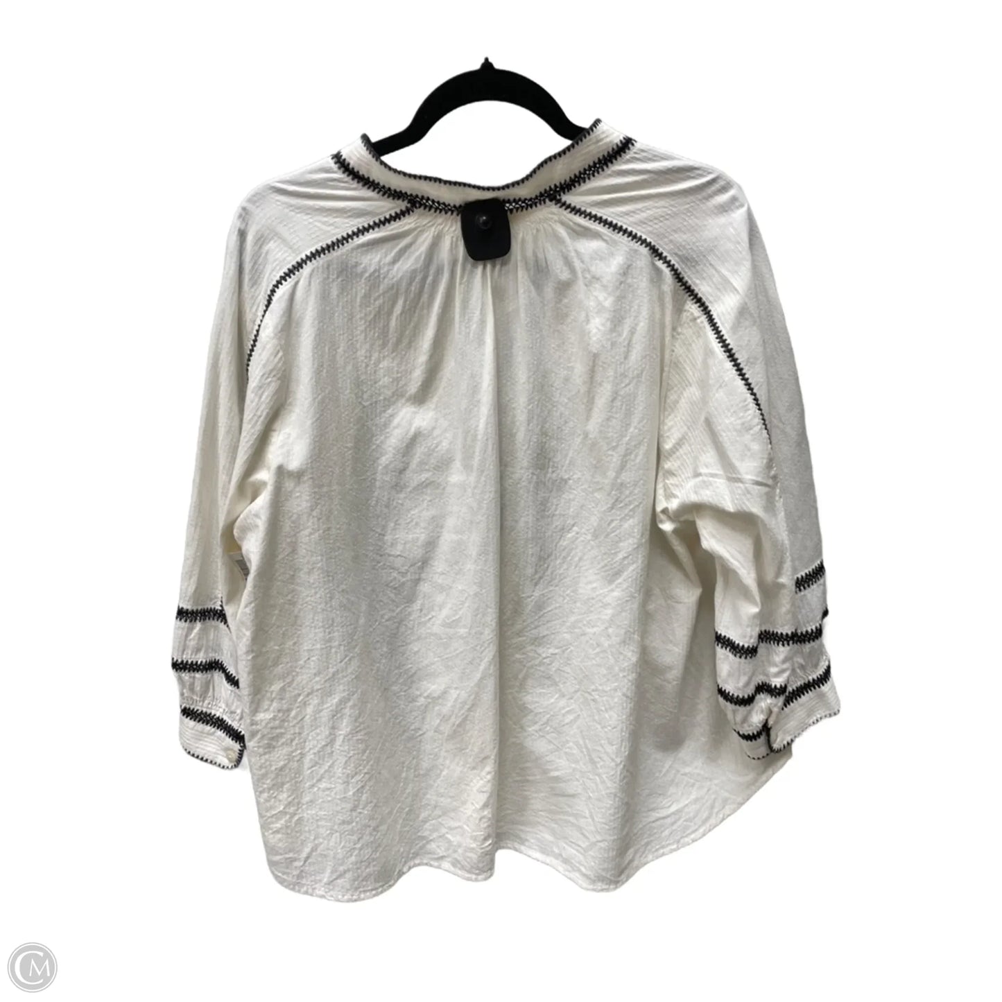 Top Long Sleeve By Pure Jill In Black & Cream, Size: Xl