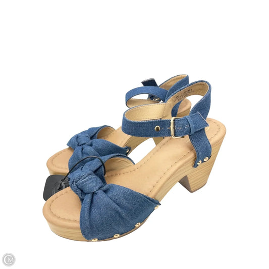 Sandals Heels Block By Comfort Casual In Blue Denim, Size: 9