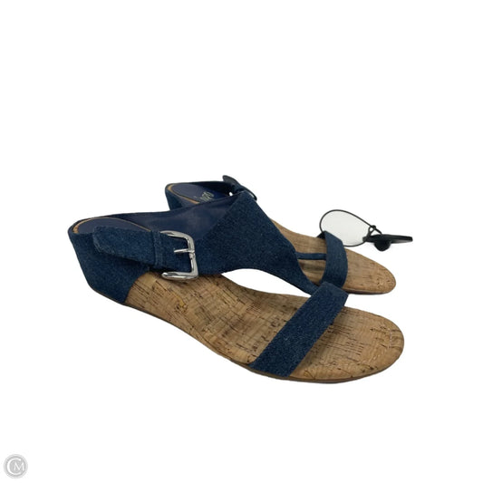 Sandals Heels Wedge By Impo In Blue Denim, Size: 6.5