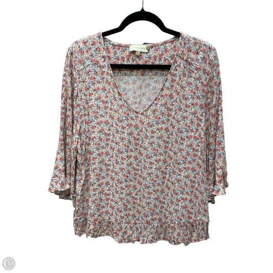 Top 3/4 Sleeve By Cynthia Rowley In Floral Print, Size: L