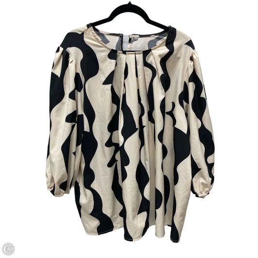 Top 3/4 Sleeve By Shein In Black & Tan, Size: 4x