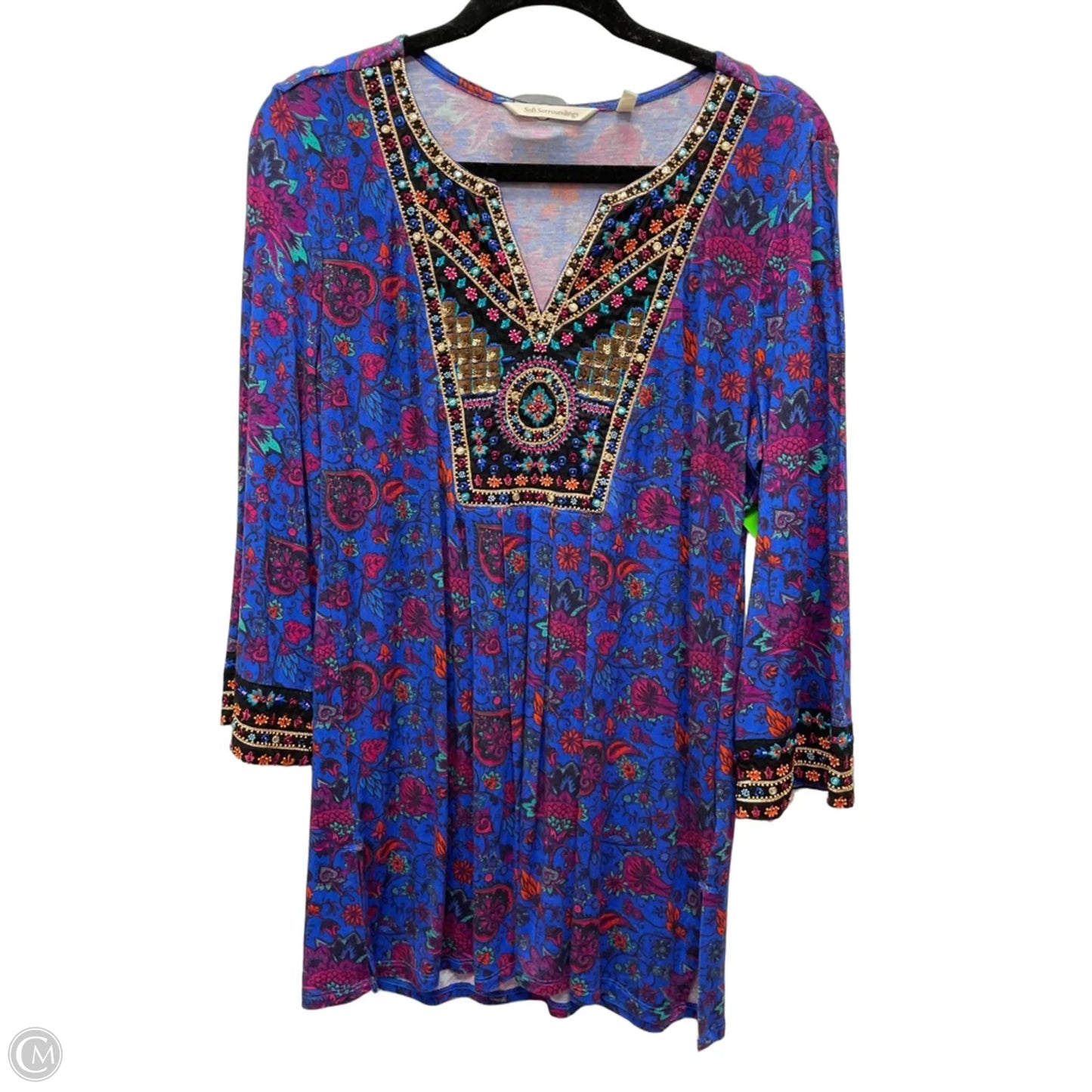 Blouse 3/4 Sleeve By Soft Surroundings In Floral Print, Size: S