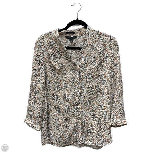 Blouse Long Sleeve By Investments In Animal Print, Size: S