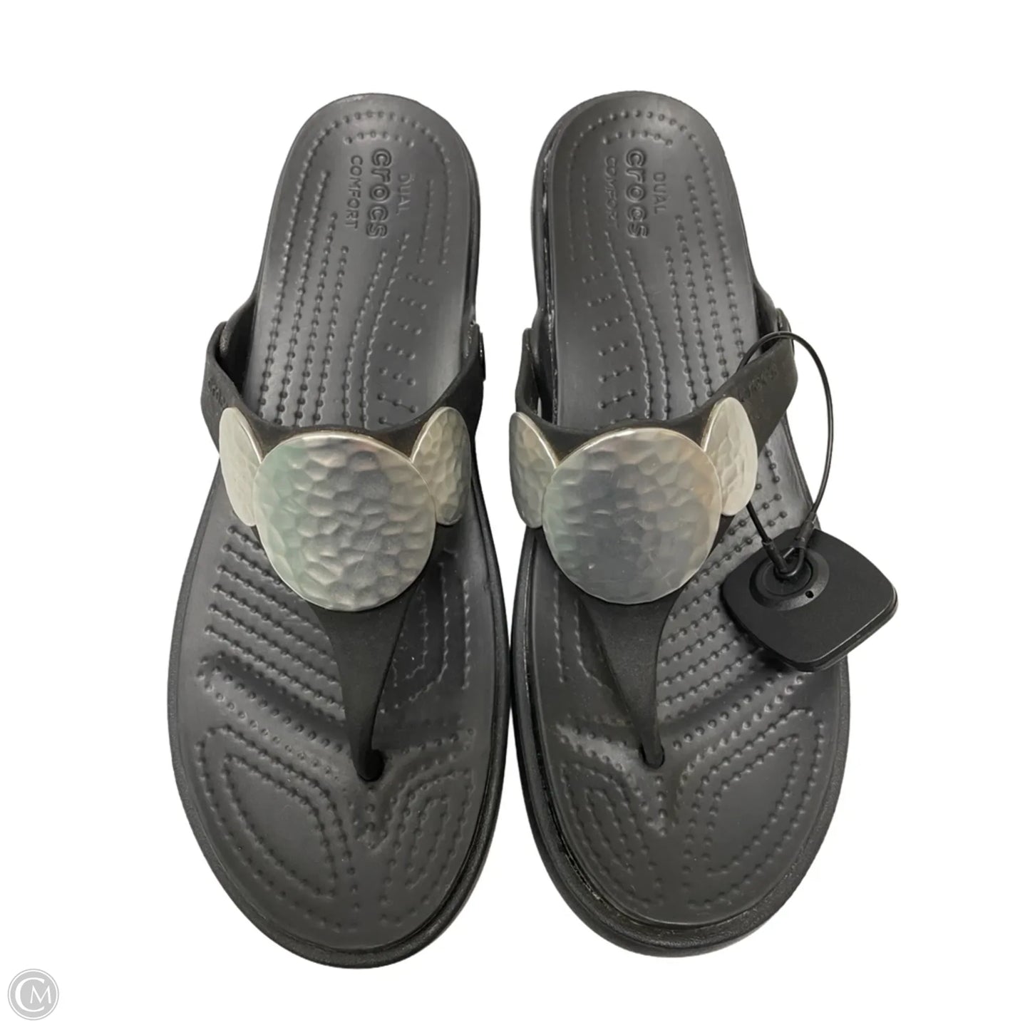 Sandals Flats By Crocs In Black, Size: 11