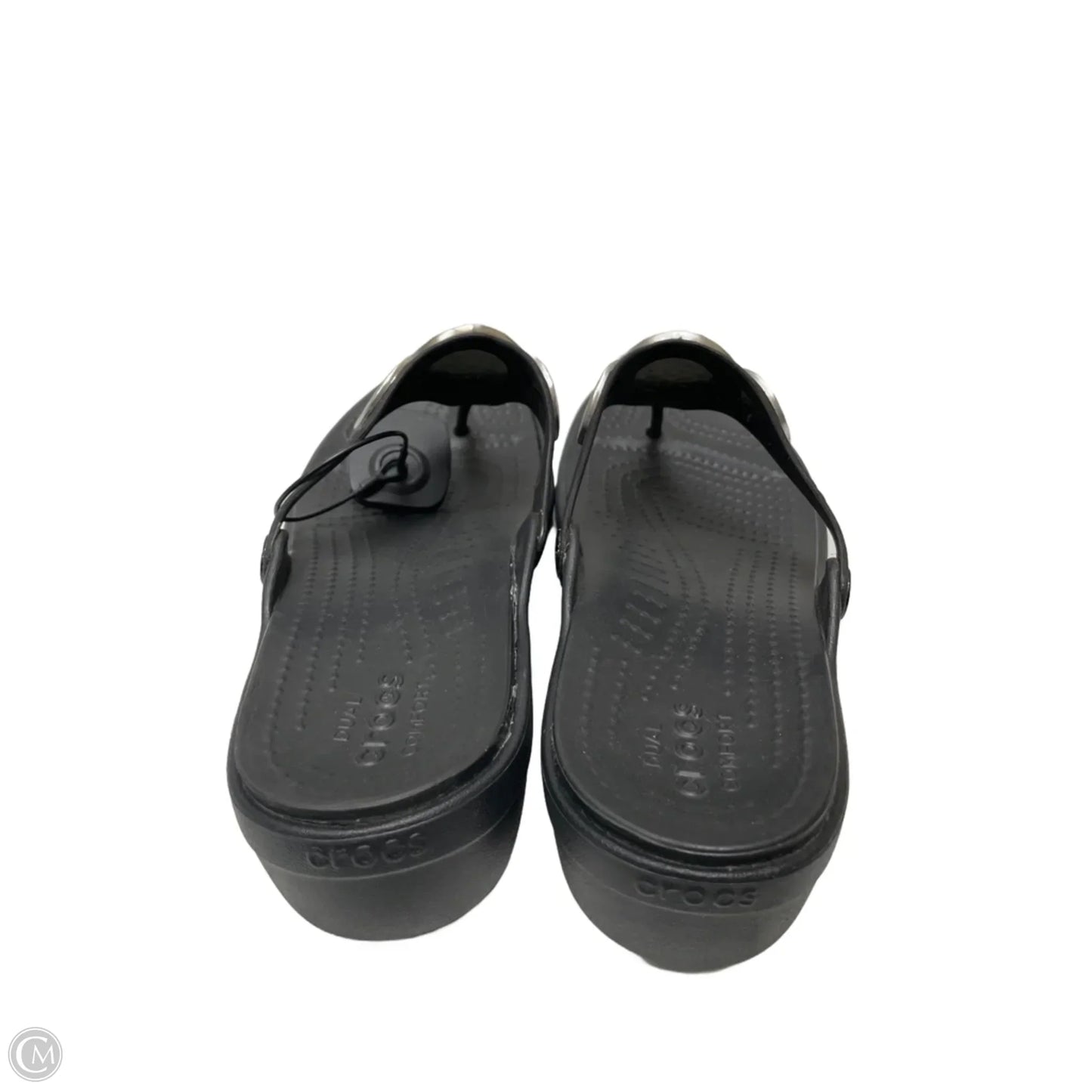Sandals Flats By Crocs In Black, Size: 11