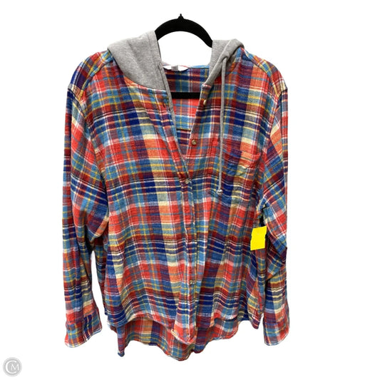 Jacket Shirt By Time And Tru In Plaid Pattern, Size: 2x