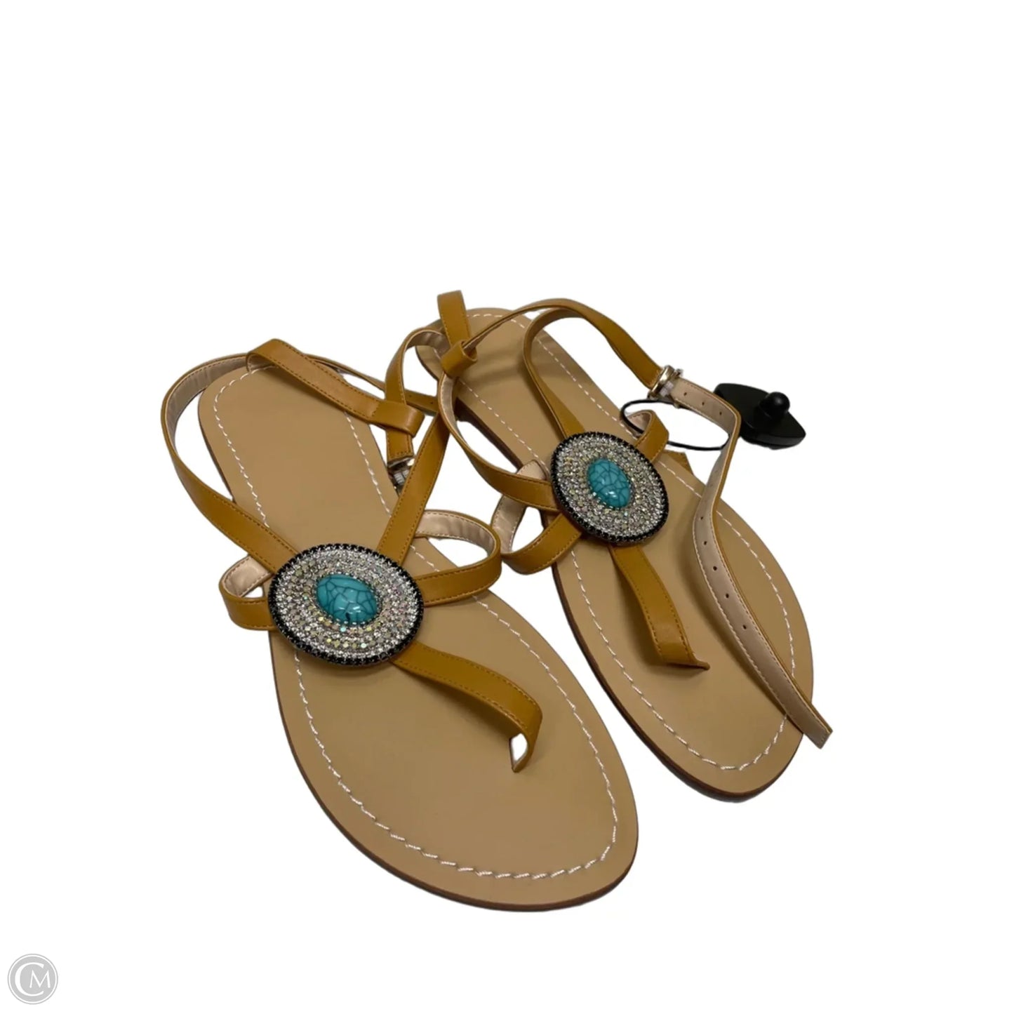 Sandals Flats By Clothes Mentor In Tan, Size: 10