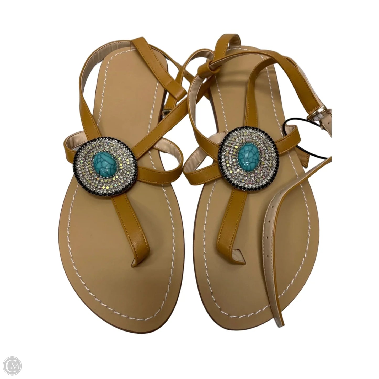 Sandals Flats By Clothes Mentor In Tan, Size: 10
