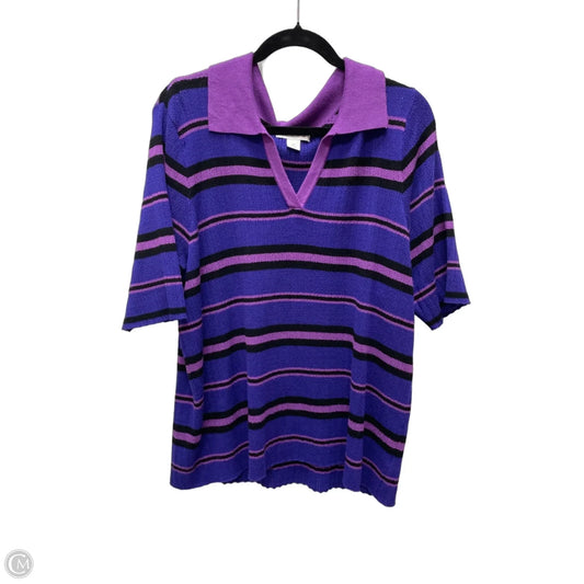 Sweater Short Sleeve By Liz Claiborne In Striped Pattern, Size: 2x