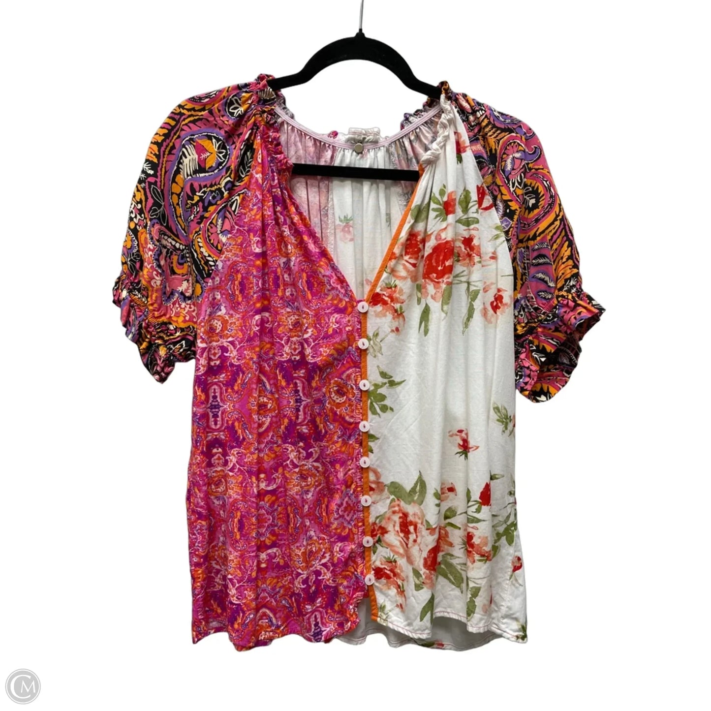 Top Short Sleeve By Clothes Mentor In Floral Print, Size: Xl