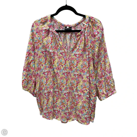 Top 3/4 Sleeve By Jones New York In Floral Print, Size: 2x