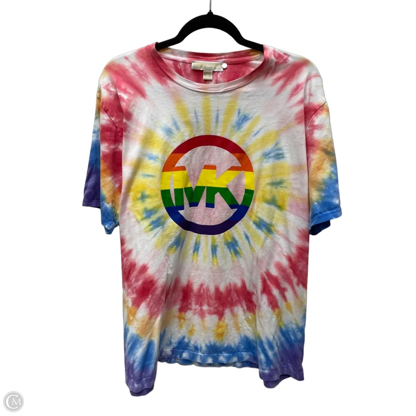 Top Short Sleeve Basic By Michael By Michael Kors In Tie Dye Print, Size: Xl
