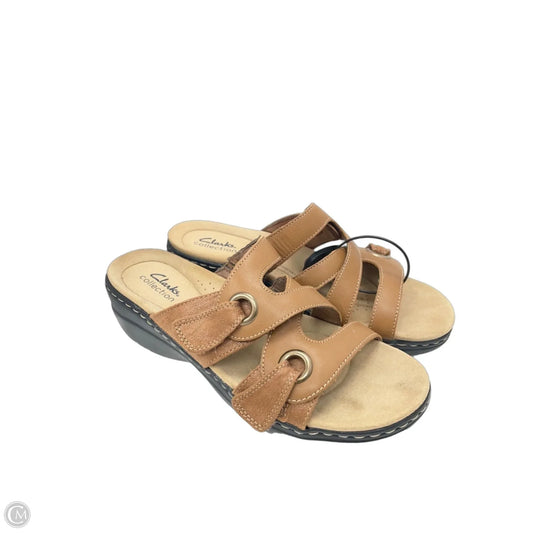 Sandals Heels Wedge By Clarks In Brown, Size: 7.5