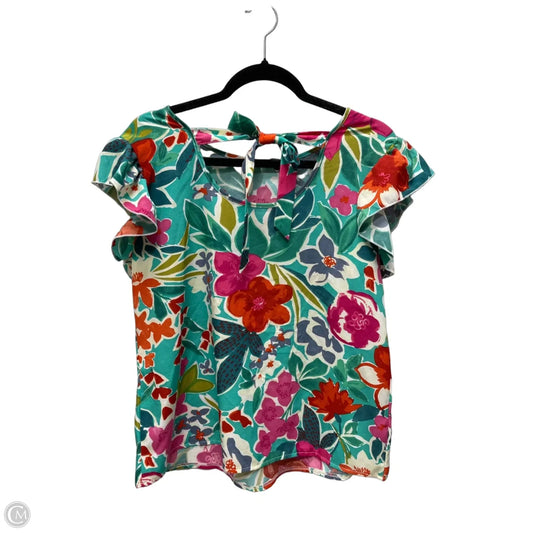 Blouse Short Sleeve By Shein In Floral Print, Size: L