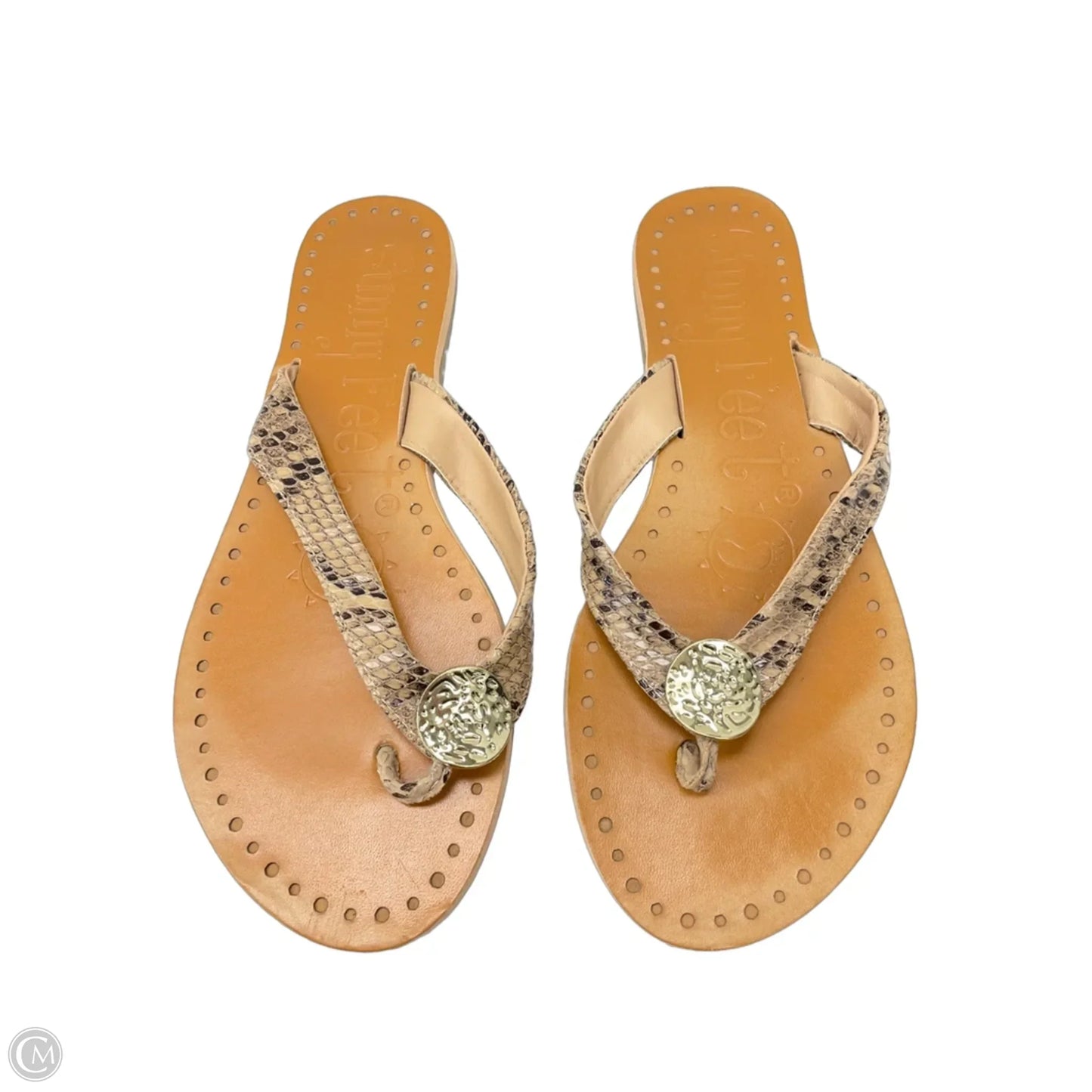 Sandals Flats By Clothes Mentor In Snakeskin Print, Size: 7.5