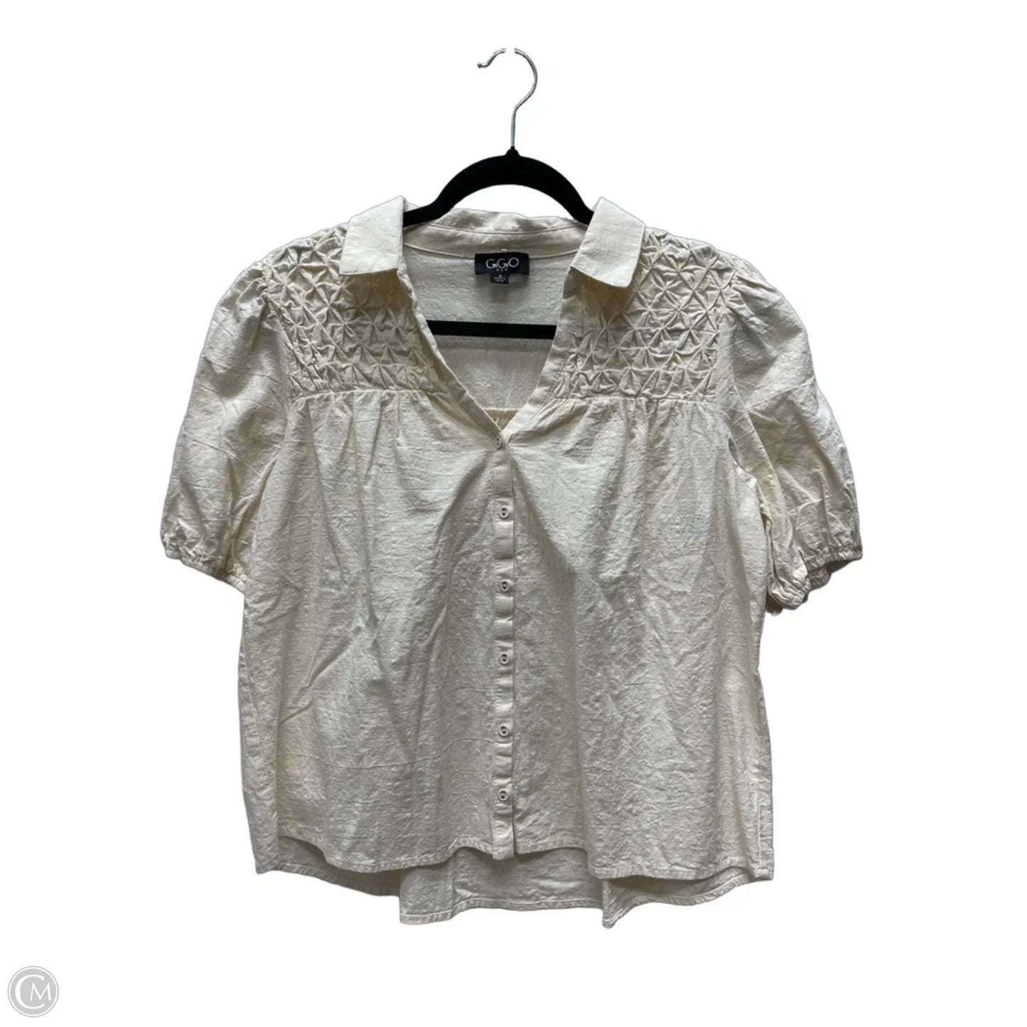 Blouse Short Sleeve By Gigio In Cream, Size: S