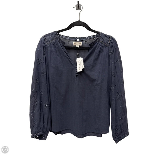 Blouse Long Sleeve By Velvet By Graham & Spencer In Navy, Size: S
