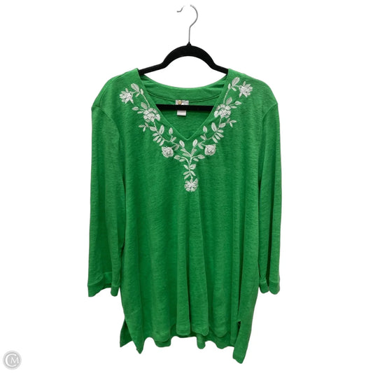 Top Long Sleeve By Chicos In Green, Size: 2x