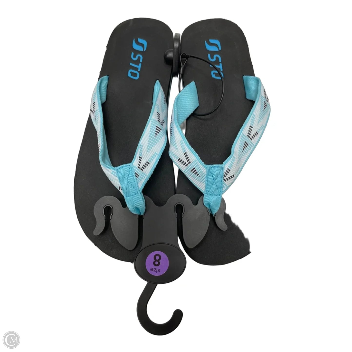 Sandals Flip Flops By Clothes Mentor In Black & Blue, Size: 8