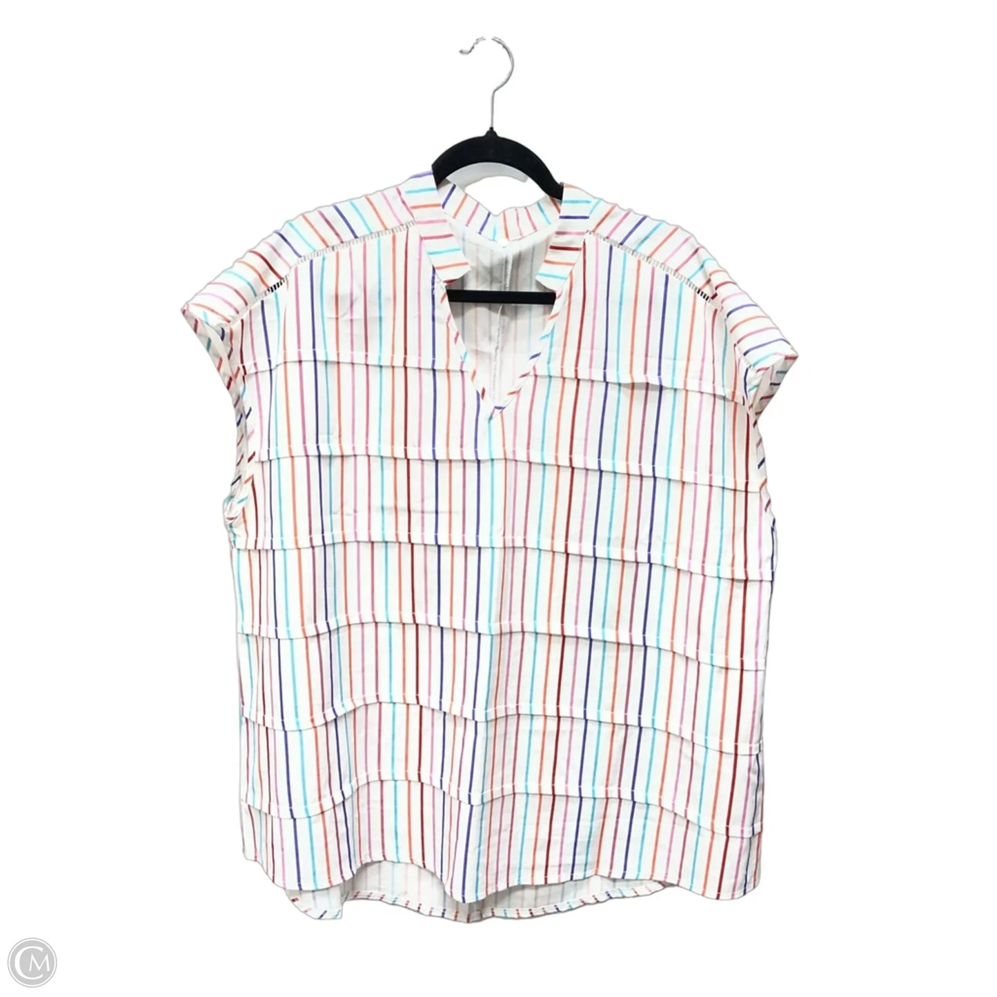 Top Short Sleeve By Emery Rose In Striped Pattern, Size: 2x