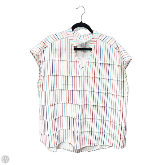 Top Short Sleeve By Emery Rose In Striped Pattern, Size: 2x