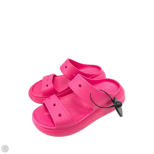 Sandals Heels Platform By Crocs In Pink, Size: 10