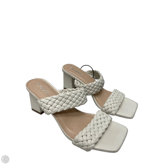 Sandals Heels Block By Anna In Cream, Size: 8.5
