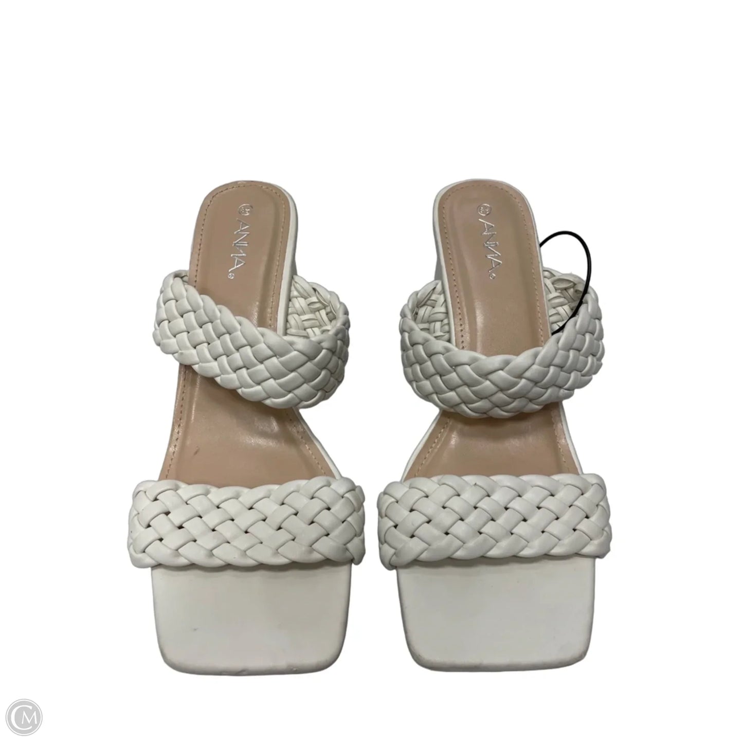 Sandals Heels Block By Anna In Cream, Size: 8.5