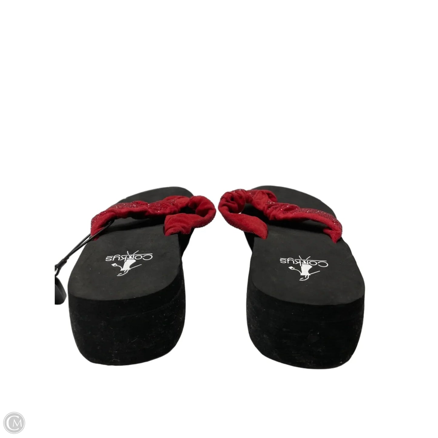 Sandals Heels Wedge By Corkys In Black & Red, Size: 9
