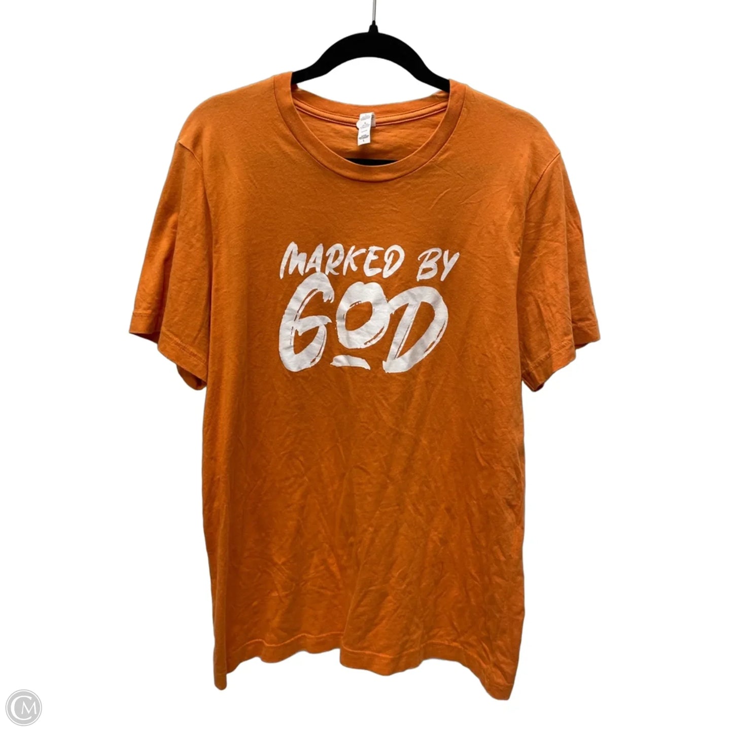 Top Short Sleeve Basic By Clothes Mentor In Orange & White, Size: L