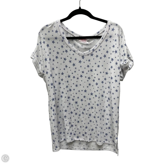 Top Short Sleeve By Pink Lily In Blue & White, Size: M