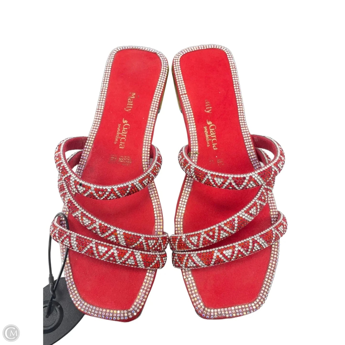 Sandals Flats By Clothes Mentor In Red & Silver, Size: 8