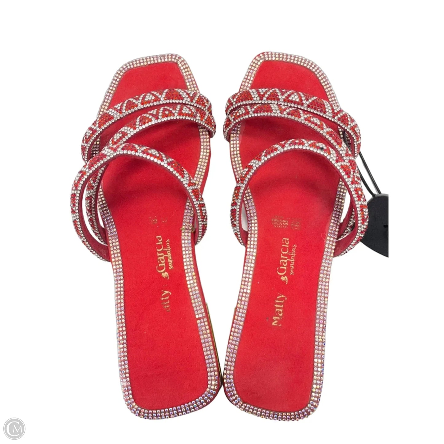 Sandals Flats By Clothes Mentor In Red & Silver, Size: 8