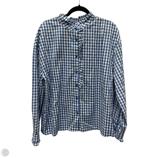 Top Long Sleeve By Clothes Mentor In Checkered Pattern, Size: Xl